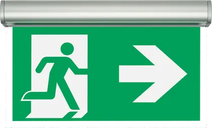 Rettungszeichenleuchte mit Fluchtwegpiktogramm